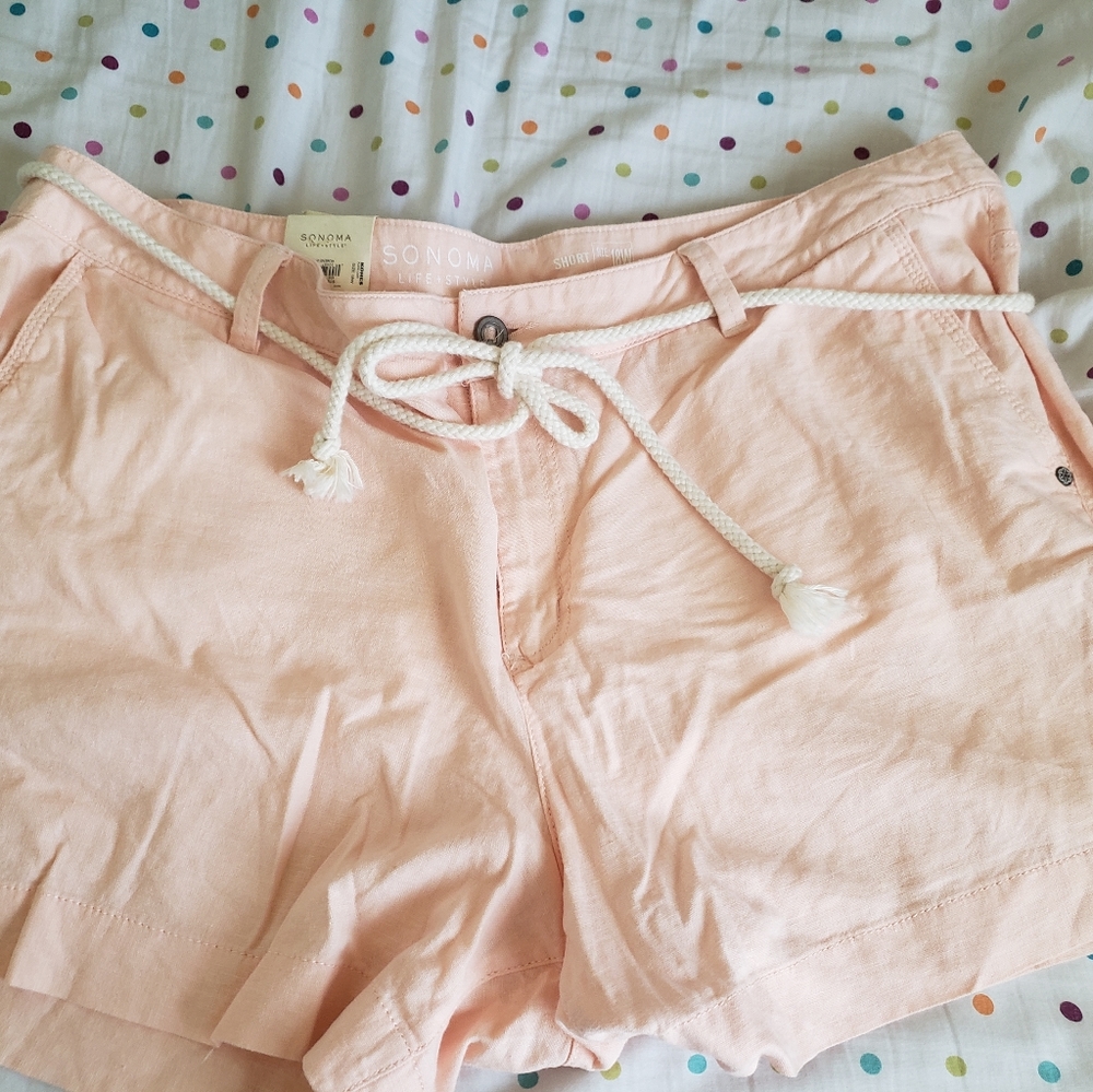 💲Sonoma Coral Ivory Rope Belt Shorts